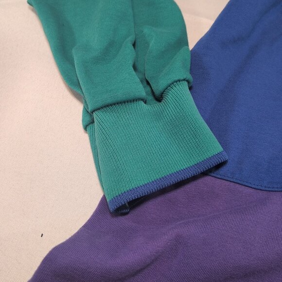 Sears Vintage 90s Green Blue Purple Striped Collared Long Sleeve Button M Medium - Picture 4 of 15